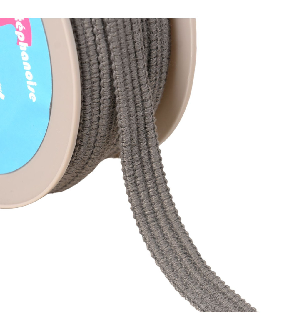 Four cord braid 15mm medium gray per meter