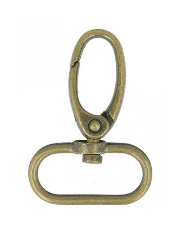 Mousqueton 25mm couleur or antique