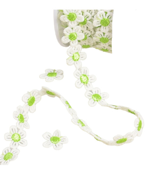 Daisy guipure 13mm white/anise per meter