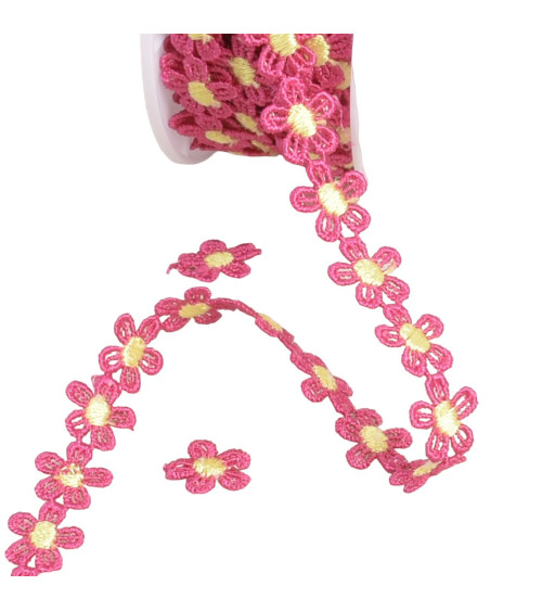 Daisy guipure 13mm fuchsia/yellow by the meter