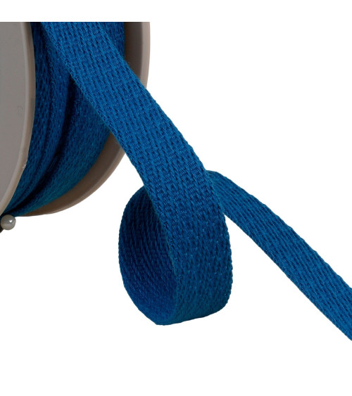 25m reel of oblique dashed braid 15mm turquoise blue