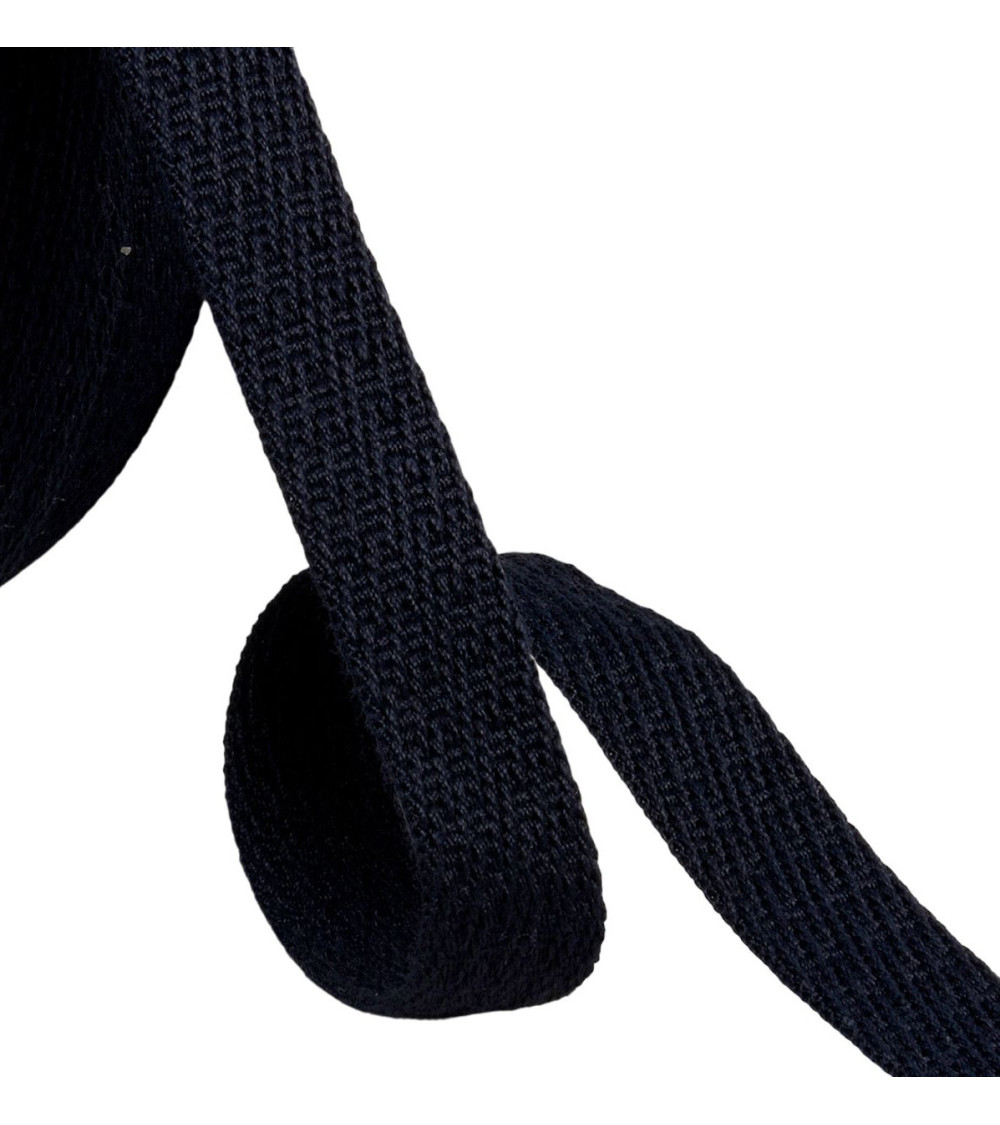 25m reel of oblique dashed braid 15mm navy blue