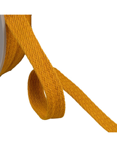 25m reel of 15mm mustard yellow oblique dashed braid