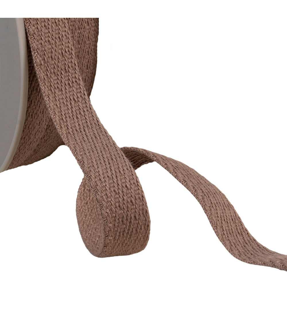 25m reel of oblique dashed braid 15mm chocolate brown