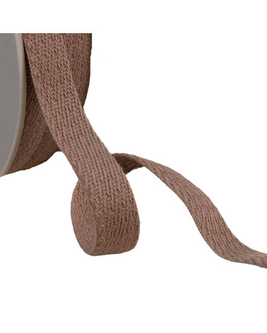 25m reel of oblique dashed braid 15mm chocolate brown