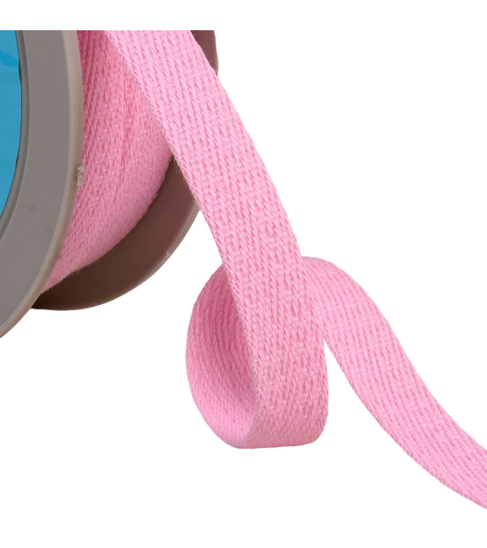 25m reel of oblique dashed braid 15mm light pink