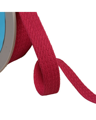 Bobine 25m galon tirets obliques 15mm rose framboise