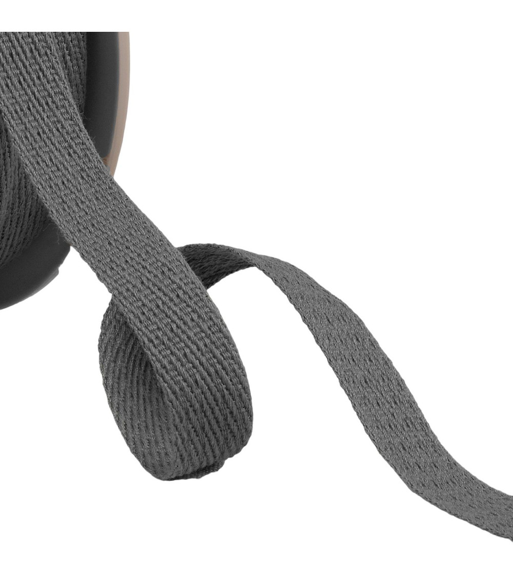 25m reel with oblique dashed braid 15mm gray