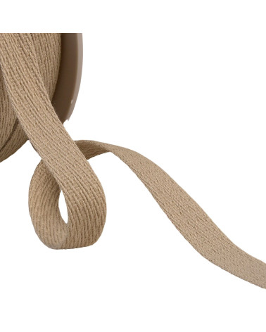 Bobine 25m galon tirets obliques 15mm beige/or