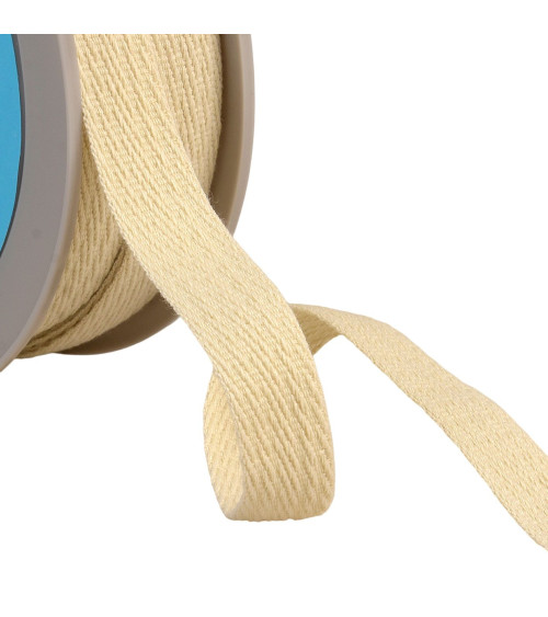 25m spool of oblique dashed braid 15mm ecru/white