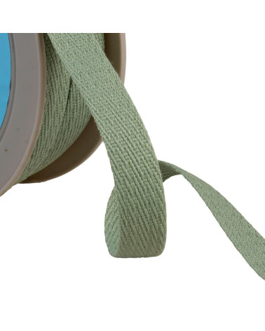 25m reel of 15mm almond green oblique dashed braid