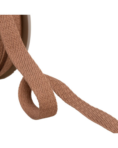 25m reel of 15mm dark beige oblique dashed braid