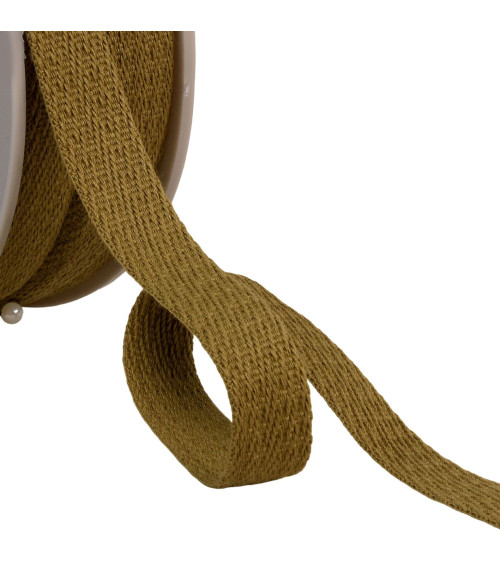 25m reel of oblique dashed braid 15mm beige/light brown