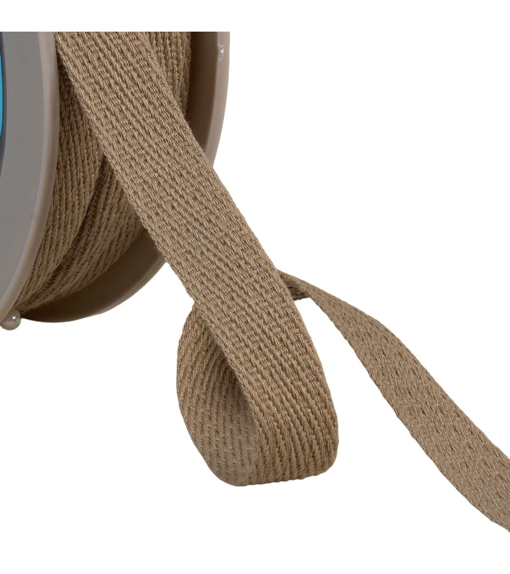 25m reel of oblique dashed braid 15mm beige linen