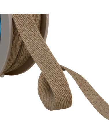 25m reel of oblique dashed braid 15mm beige linen