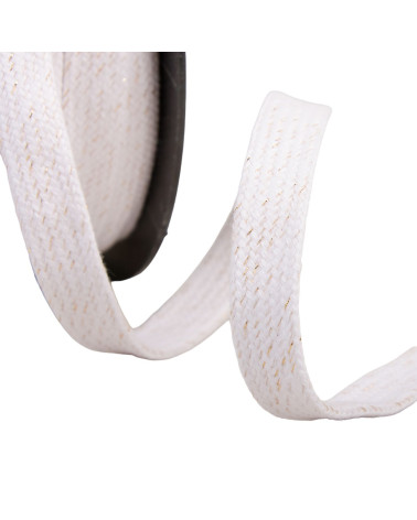 20m reel metallic flat tubular braid 15mm white