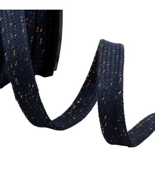 20m reel metallic flat tubular braid 15mm navy blue
