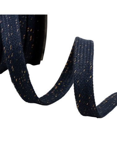 20m spool of 15mm metallic flat tubular braid, navy blue