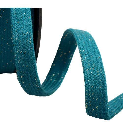 20m reel metallic flat tubular braid 15mm duck blue