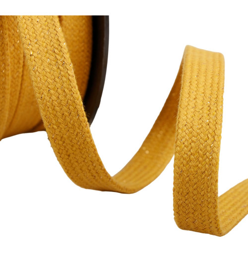 20m reel metallic flat tubular braid 15mm mustard yellow