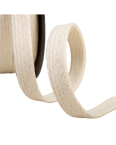 20m reel metallic flat tubular braid 15mm ecru