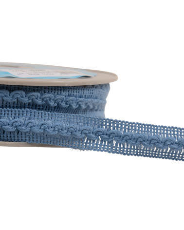 Bobine 15m galon vagues 18mm bleu gitane