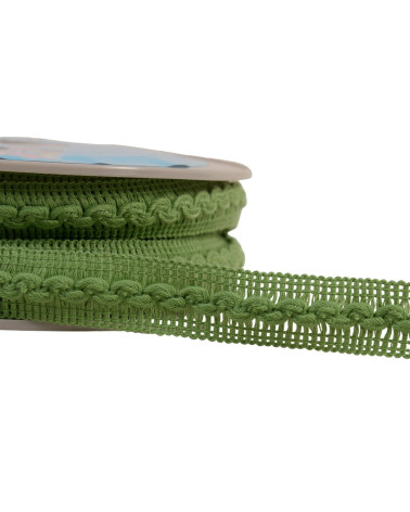 15m reel of 18mm light khaki green wave braid