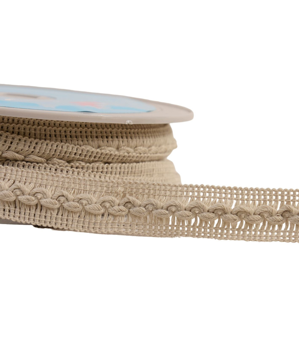 15m reel with 18mm beige/gold wave braid