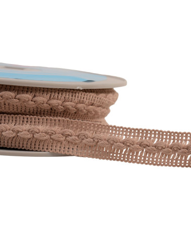 Bobina da 15 m di treccia ondulata beige/rosa da 18 mm