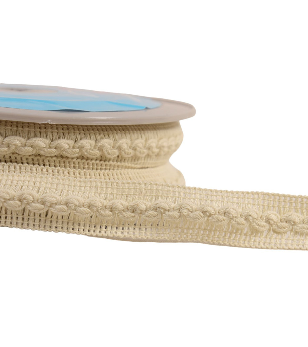 15m spool of 18mm ecru/white wave braid