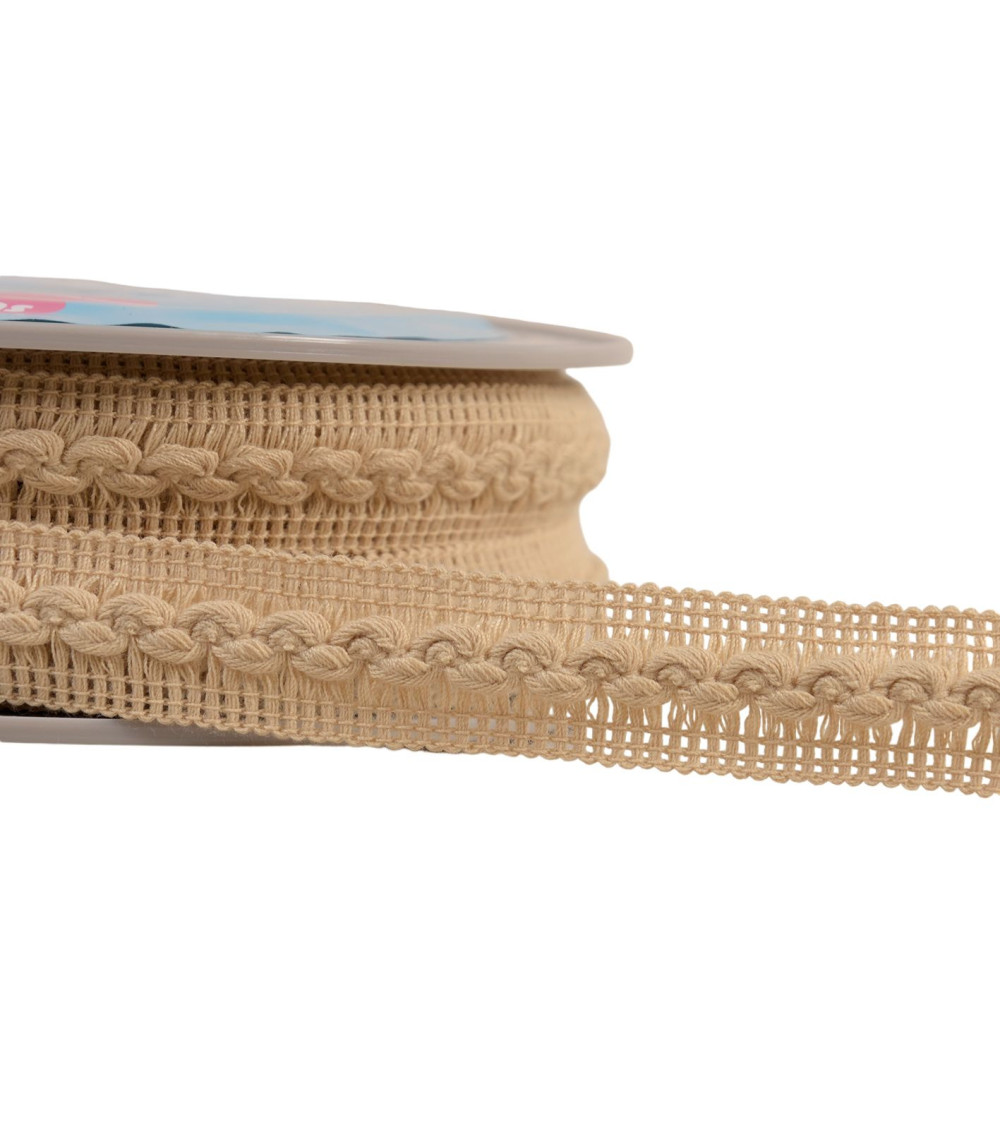 15m reel with 18mm beige wave braid