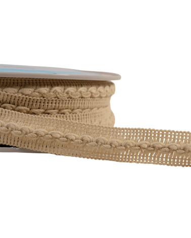 15m reel of 18mm light beige wave braid