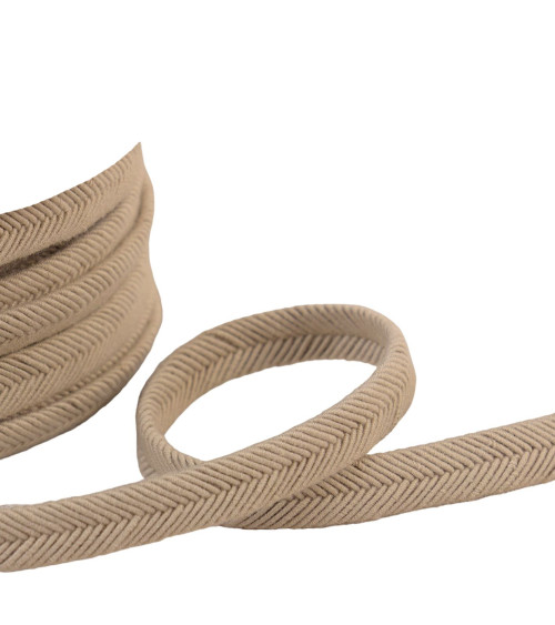 Double cordon fils 10mm beige/or au mètre