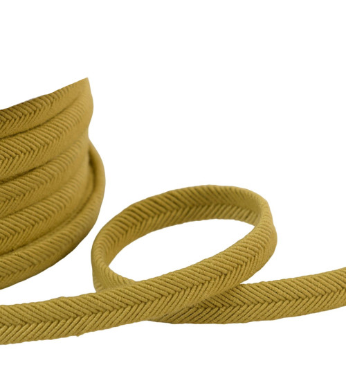 Double wire cord 10mm green/beige per meter