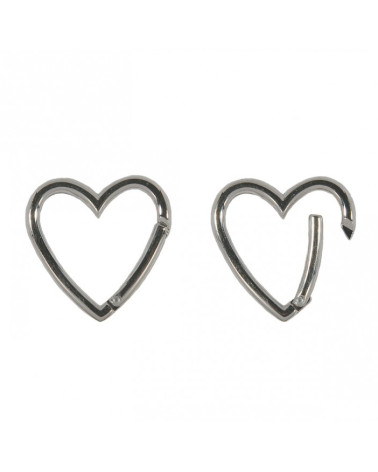 Moschettone cuore 39mm colore argento
