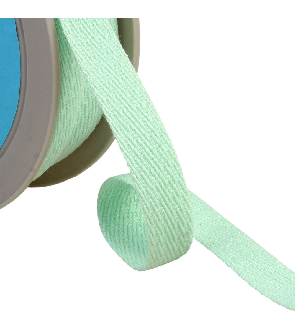 Oblique dashed braid 15mm nile green by the meter