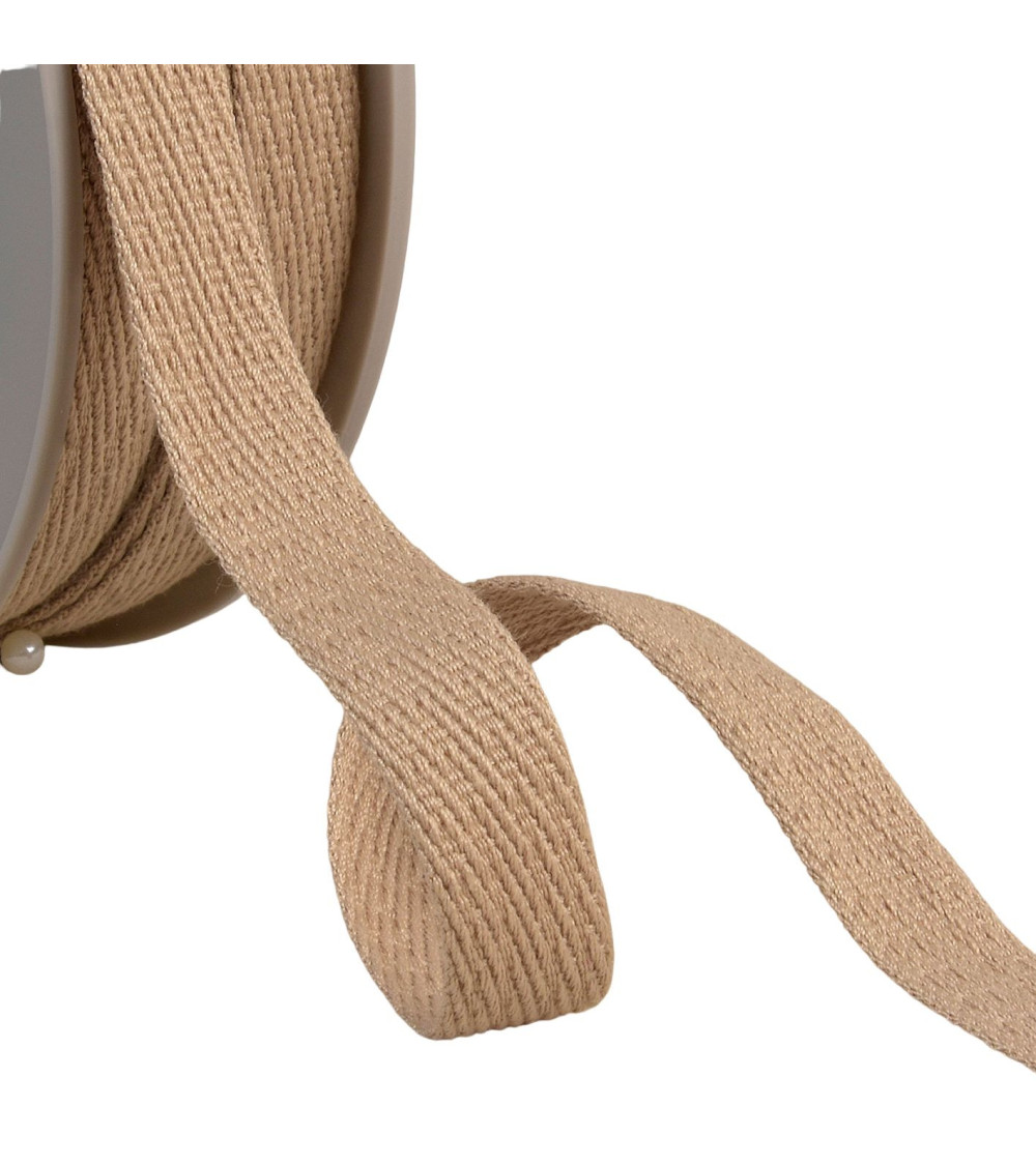 Oblique dash braid 15mm beige by the meter