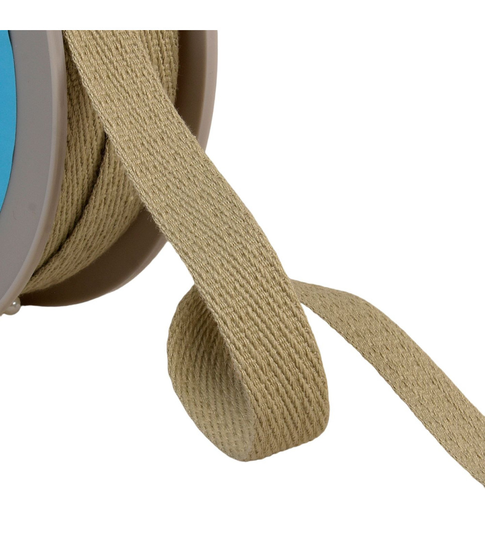 Oblique dash braid 15mm taupe brown by the meter