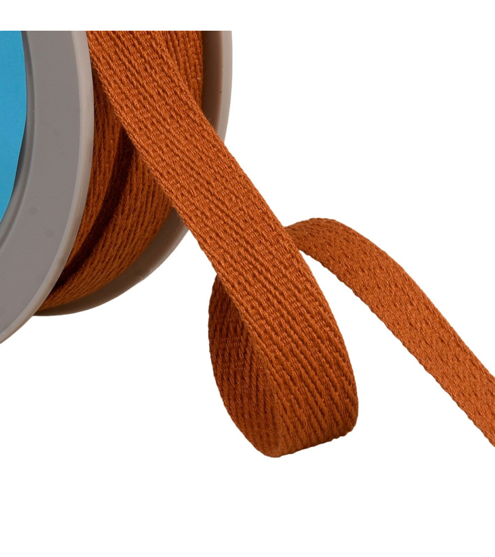 Oblique dash braid 15mm rust orange by the meter