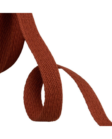 Oblique dash braid 15mm dark rust orange by the meter