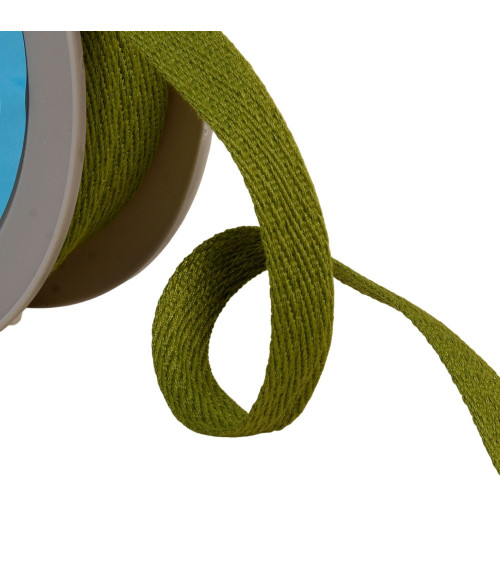 Oblique dash braid 15mm khaki green by the meter