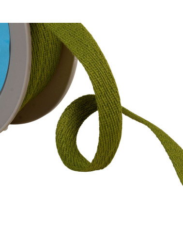 Oblique dash braid 15mm khaki green by the meter