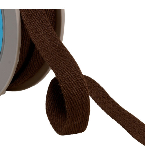 Oblique dash braid 15mm coffee brown by the meter