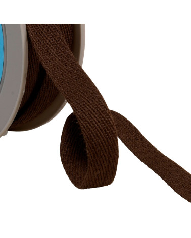 Oblique dash braid 15mm coffee brown by the meter