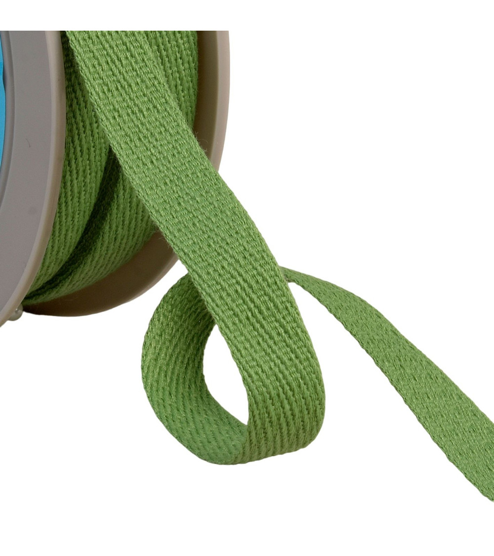 Oblique dash braid 15mm light khaki green by the meter