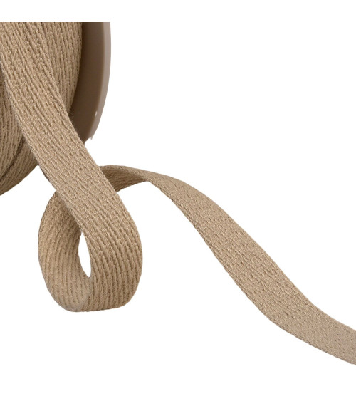 Oblique dash braid 15mm beige/gold by the meter