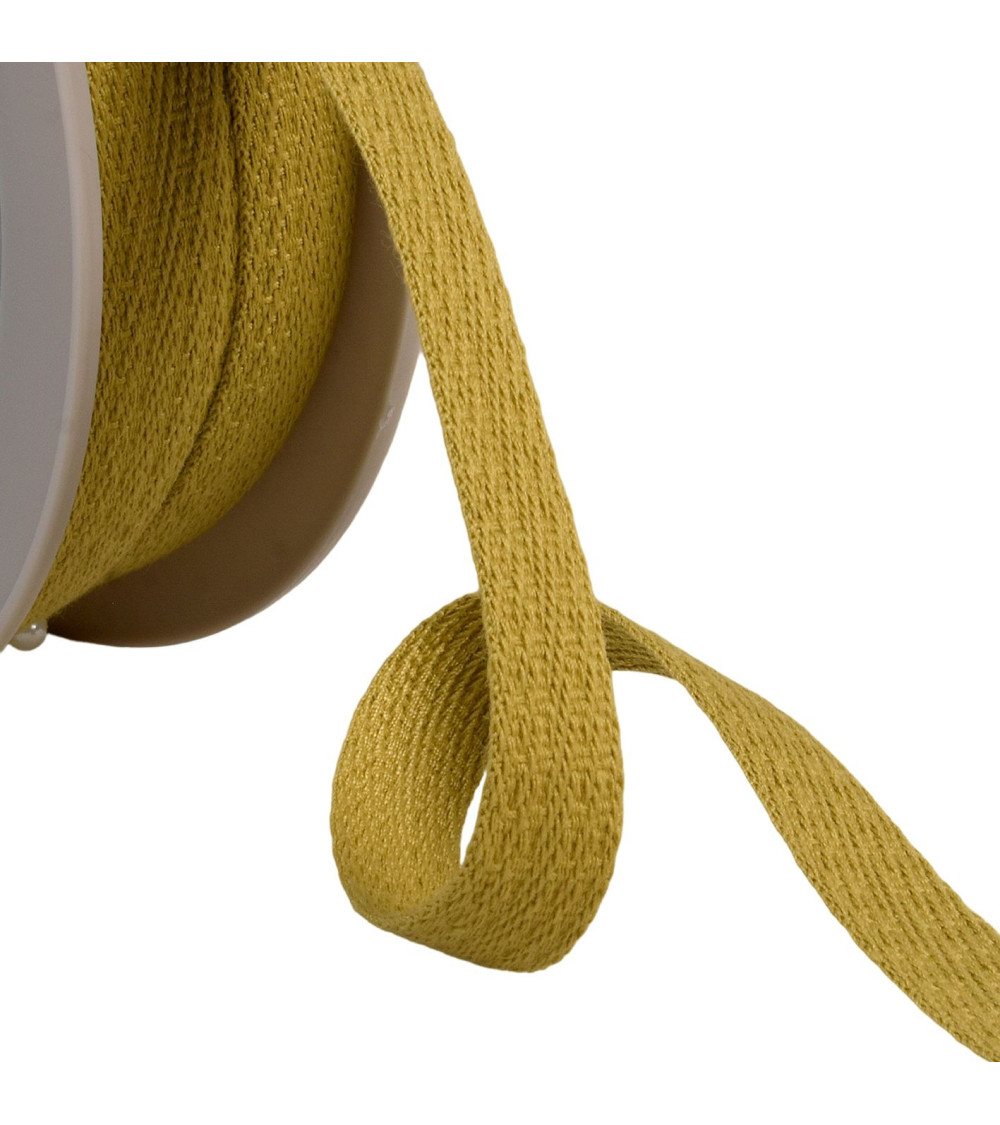 Oblique dash braid 15mm green/beige by the meter