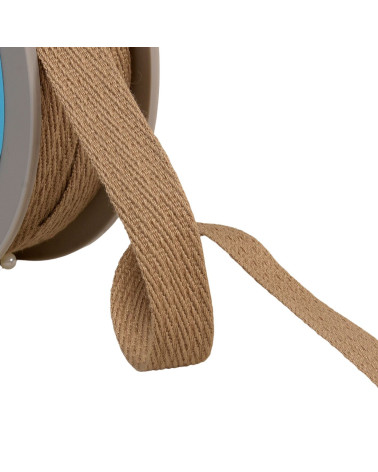 Oblique dash braid 15mm taupe brown/silver by the meter