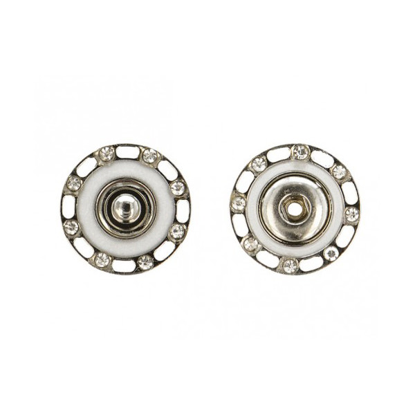 Boutons pressions strass 24mm couleur argent