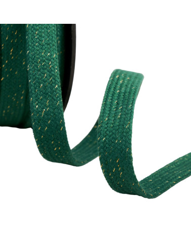Flat metallic tubular braid 15mm bottle green per meter